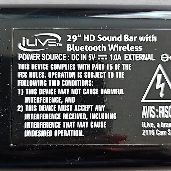 iLive ITB195BO Soundbar Bluetooth Speaker No Box or Remote 29"L x 2.5" x 2.5" - Picture 6 of 7